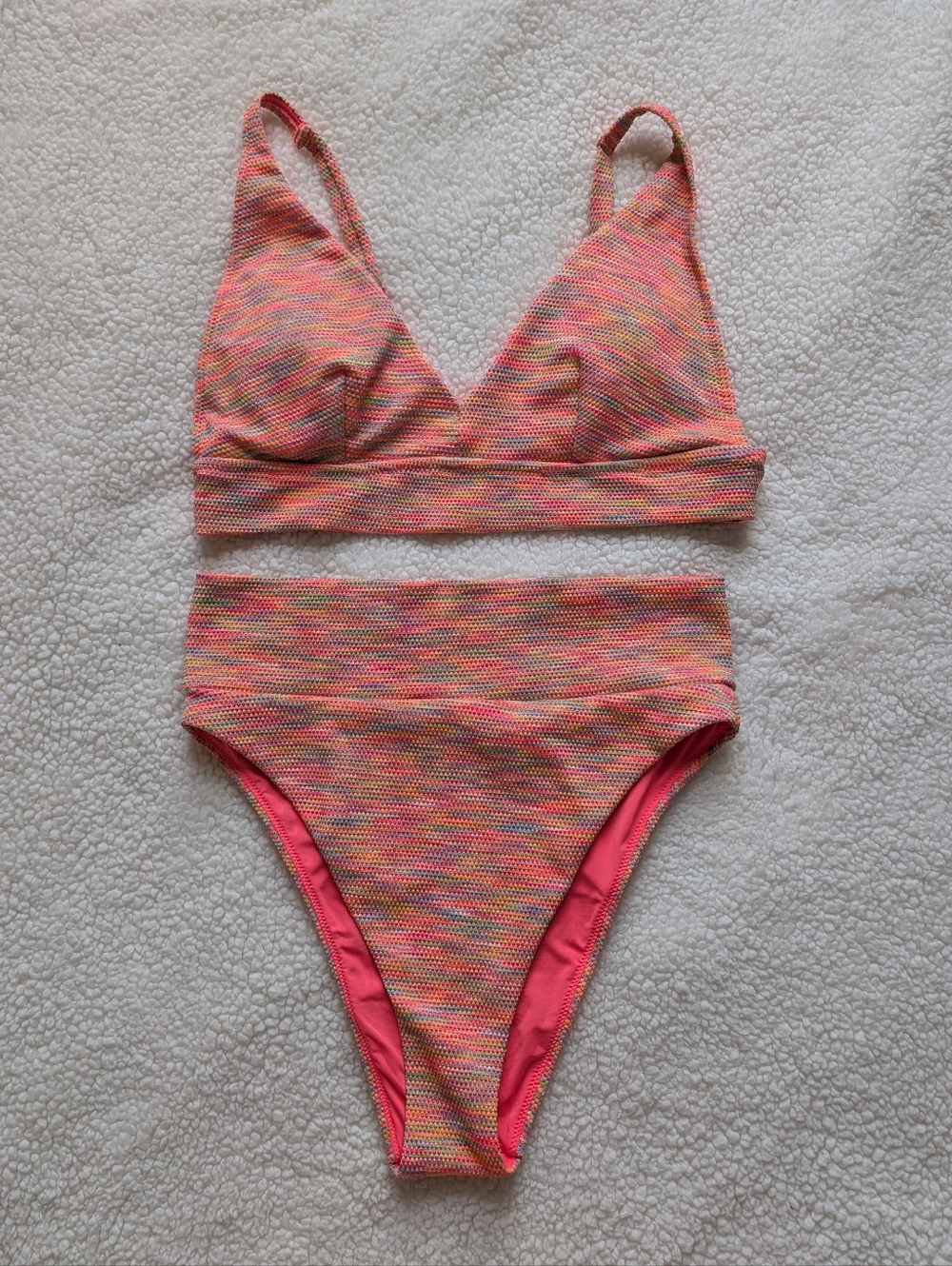 EUC High waist high leg matching multicolor bikini set